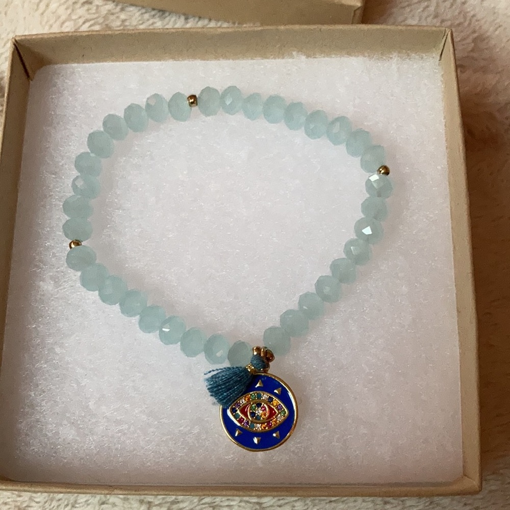 MOVING SALE! Skaneateles 300 Evil Eye Faceted bead bracelet